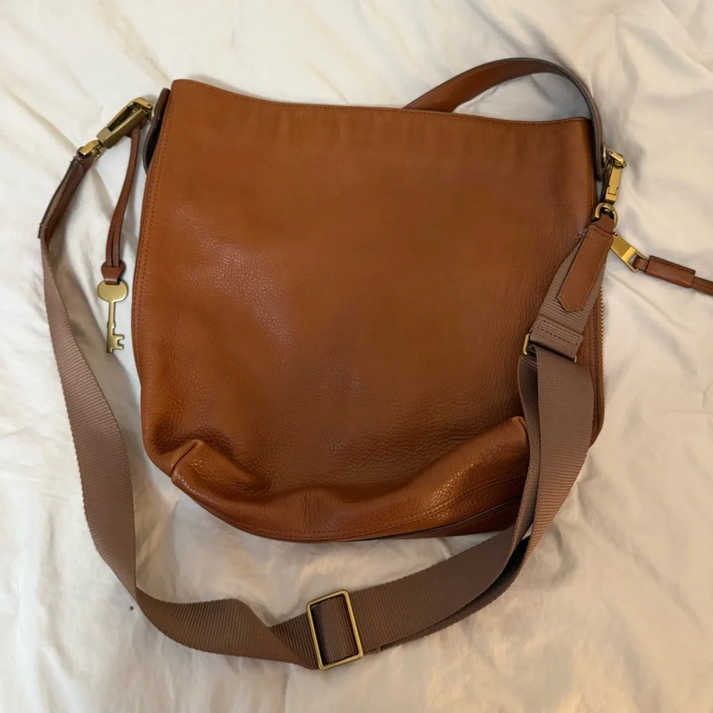 Fossil Cognac Leather Tote Maya Bag